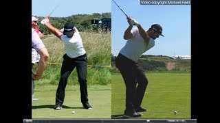 Jon Rahm golf swing  Long Iron faceon amp downtheline July 2017 [upl. by Retsae]