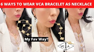 6 WAYS TO WEAR VCA 5 MOTIF BRACELET AS NECKLACE  Van Cleef and Arpels 5 motif guilloché bracelet [upl. by Takara640]