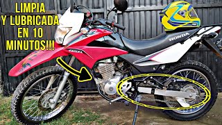 COMO LIMPIAR Y LUBRICAR CADENA DE MOTO  TUTORIAL HONDAXR150  El Vielza [upl. by Tecla916]