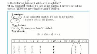 Logic Example Valid and Invalid Arguments 1 [upl. by Llywellyn]