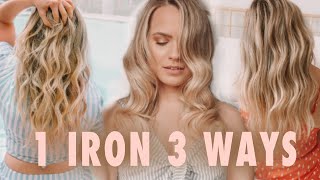 1 Curling Iron 3 Totally Different Curls amp Waves  Kayley Melissa [upl. by Bijan]