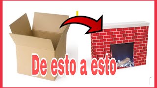 DIYCHIMENEA PARA NAVIDAD FÁCILCARDBOARD FIREPLACE FOR CHRISTMAS [upl. by Kashden]