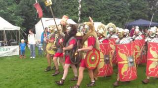 Roman Reenactment at the Amphitheatre in Caerleon Marching In [upl. by Ariaet930]