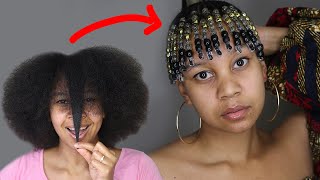 How To Hide Long Hair In Beaded Braid Bangs  Tuck Tutorial [upl. by Darsey]