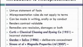 Misrepresentation Lecture 1 of 4 [upl. by Sharos]