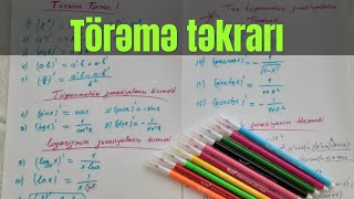 Törəmə təkrarı  Bütün düsturların təkrarıHansı kitabdan və videodan fərq etməz mütləq təkrarlayın [upl. by Neelyam345]