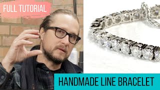 Line Bracelet Tennis Bracelet Goldsmith Tutorial  At The Bench [upl. by Ivers]