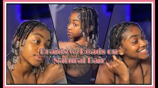 Braids w Beads on Natural Hair  KerriMonet [upl. by Nashoma]